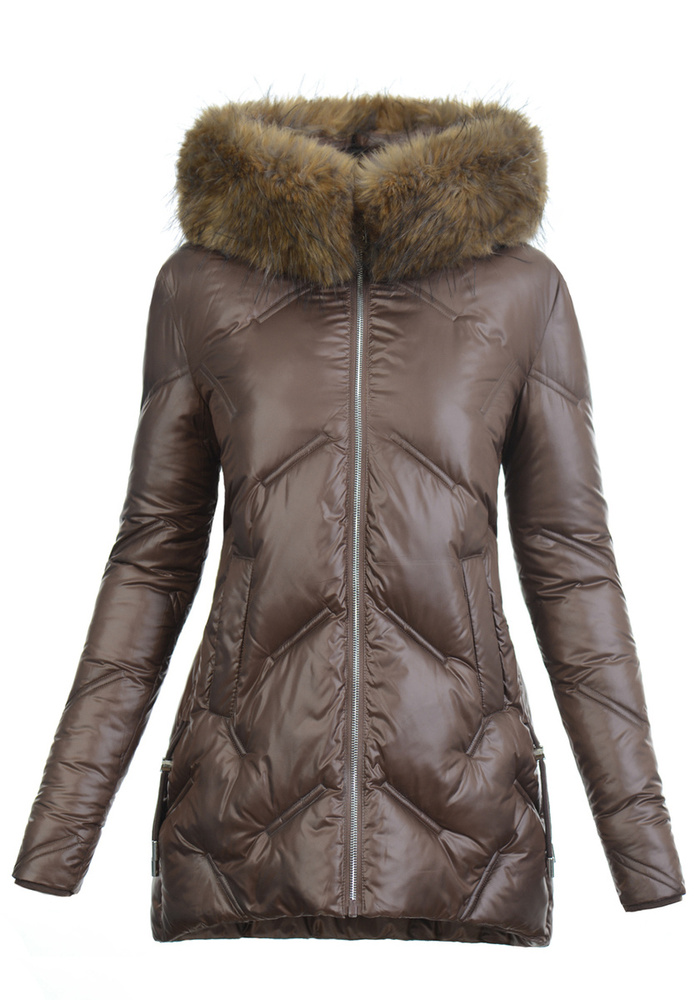 Damska Kurtka Zimowa Brązowa