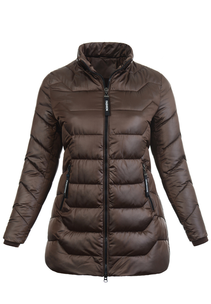 Damska Zimowa Ortalionowa Kurtka Brązowa