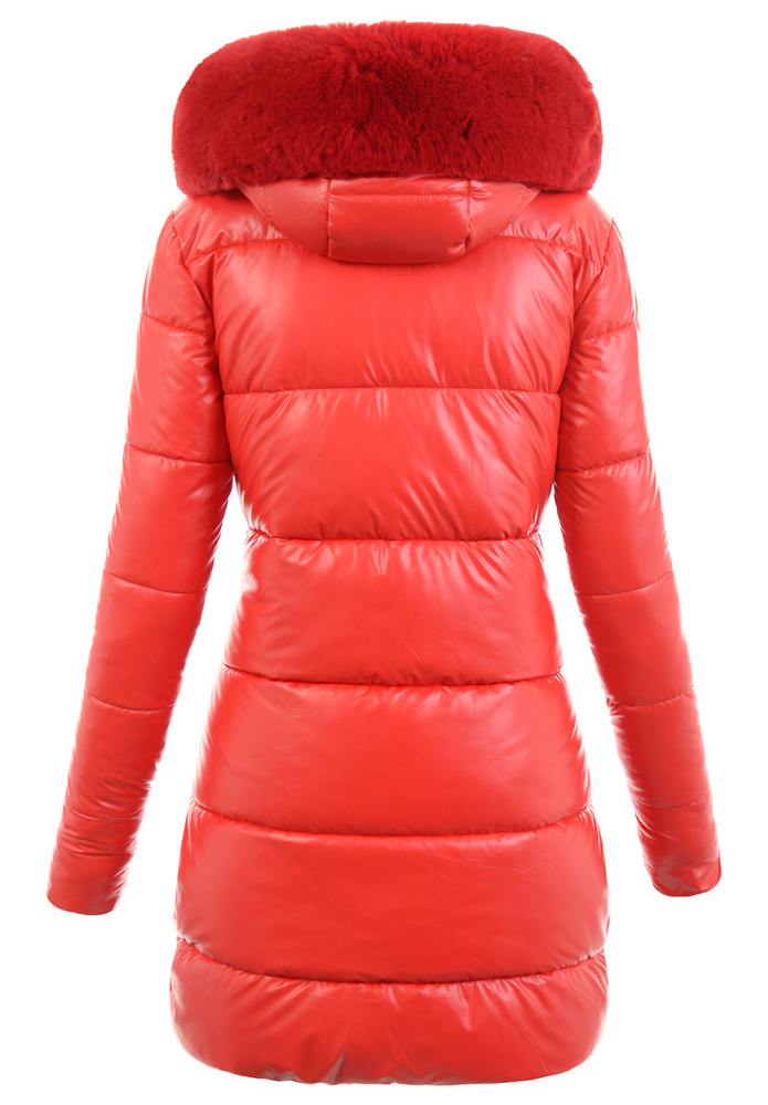 Damska Parka Kurtka Zimowa Czerwona