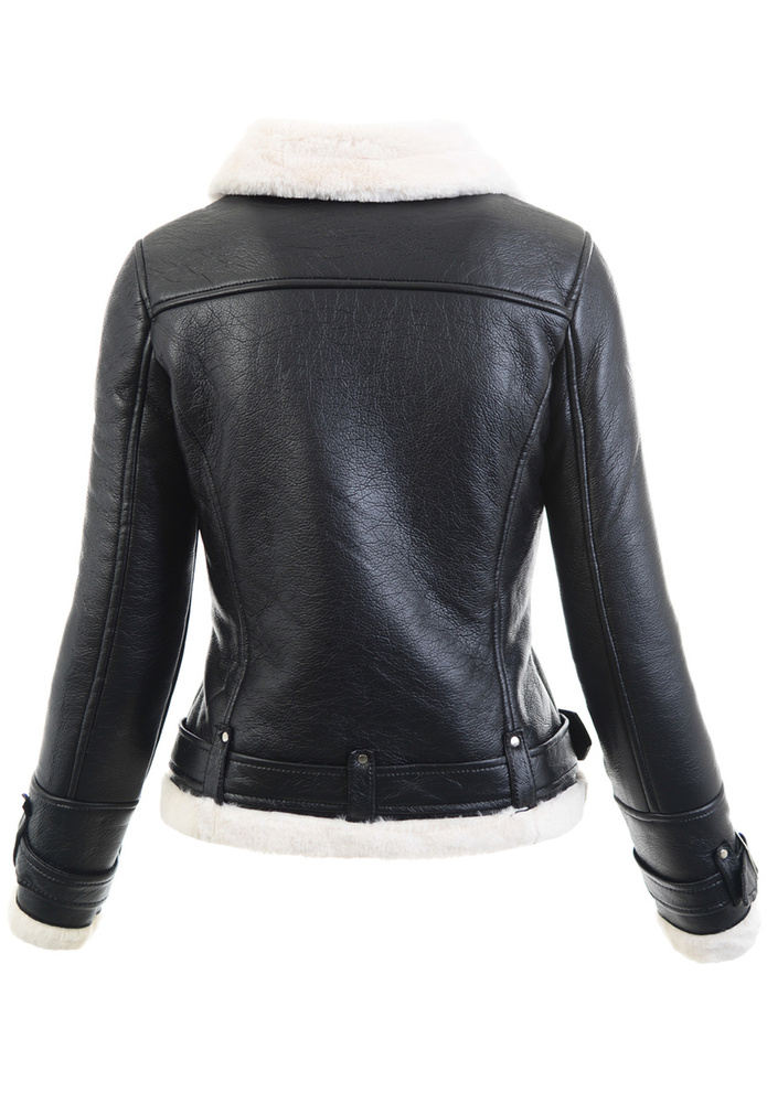 Damska Zimowa Kurtka Kożuszek Czarna