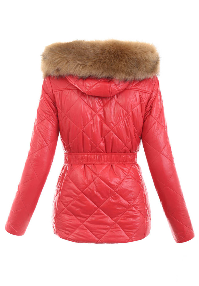 Damska Parka Kurtka 2w1 Zimowa Czerwona