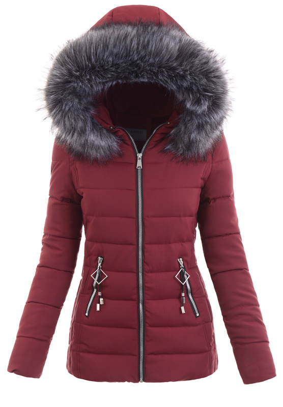 Damska Zimowa Kurtka Bordowa
