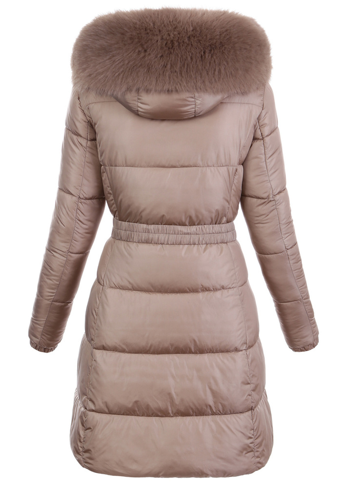 Damska Zimowa Ortalionowa Kurtka Brązowa