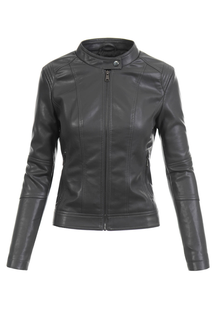 Damska Kurtka Ramoneska Grafitowa