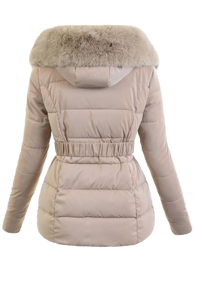 Damska Zimowa Ortalionowa Kurtka Beżowa