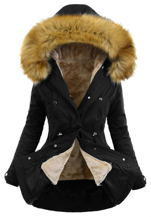 Damska Parka Kurtka 2w1 Zimowa Czarna