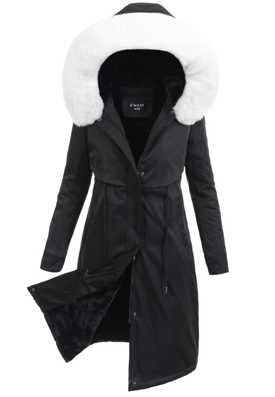 Damska Parka Kurtka Zimowa Czarna