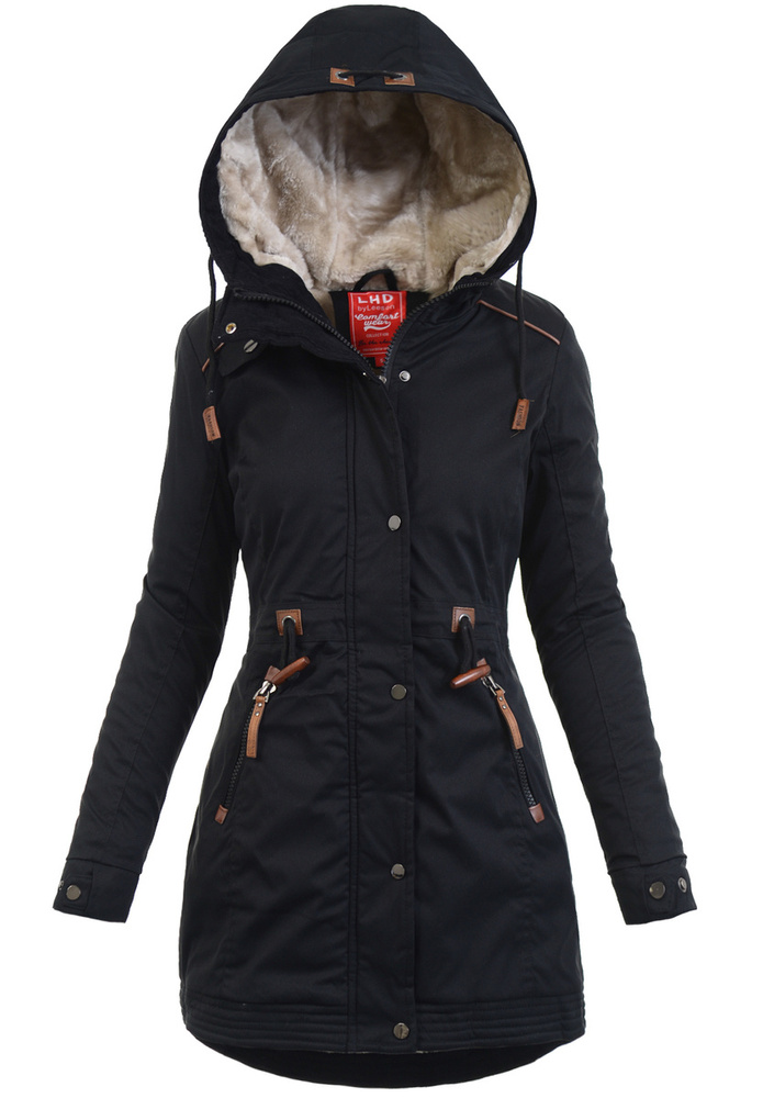 Damska Zimowa Ortalionowa Kurtka Czarna