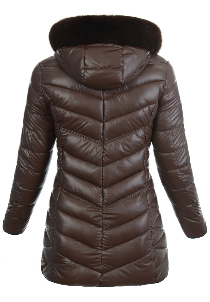 Damska Zimowa Ortalionowa Kurtka Brązowa