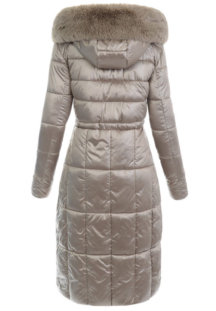 Damska Zimowa Ortalionowa Kurtka Beżowa