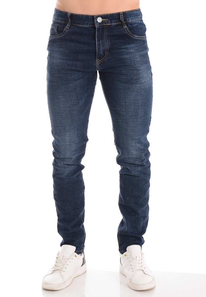 Męskie Spodnie Jeansowe Granatowe