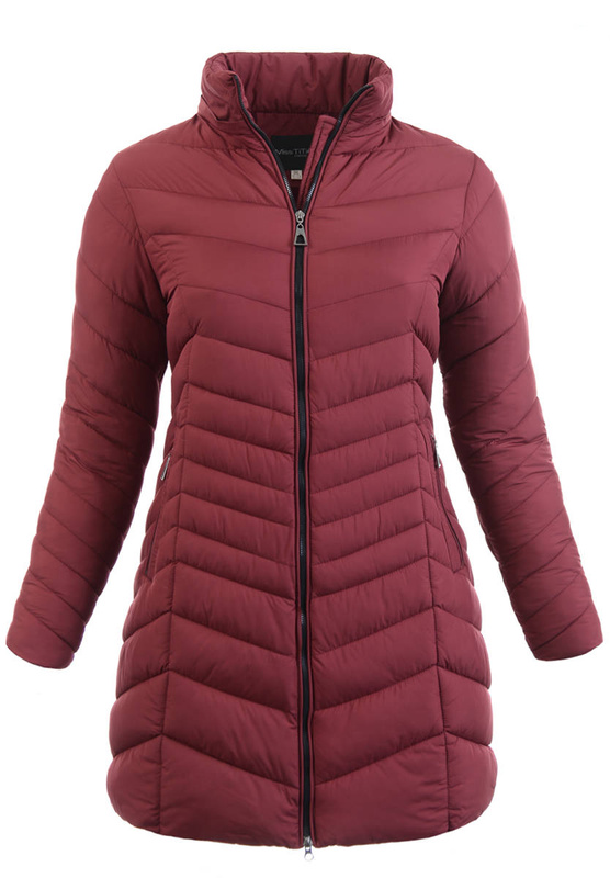 Damska Zimowa Ortalionowa Kurtka Bordowa