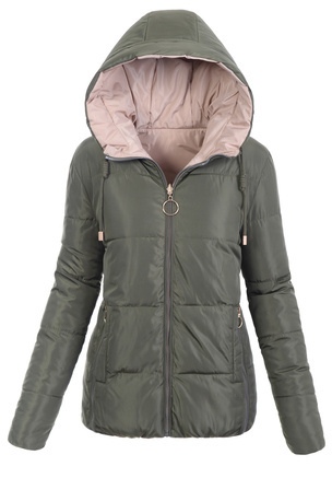 Damska Zimowa Ortalionowa Kurtka Dwustronna Khaki