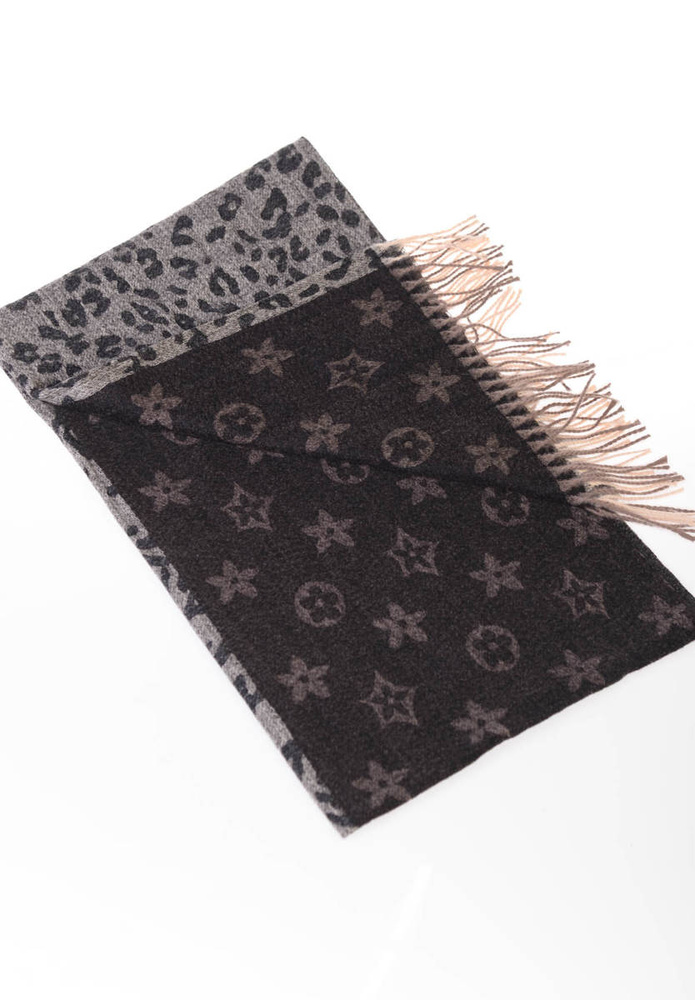 Szal Damski W Panterkę Brązowo Czarny