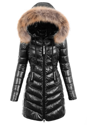 Damska Zimowa Ortalionowa Kurtka Czarna