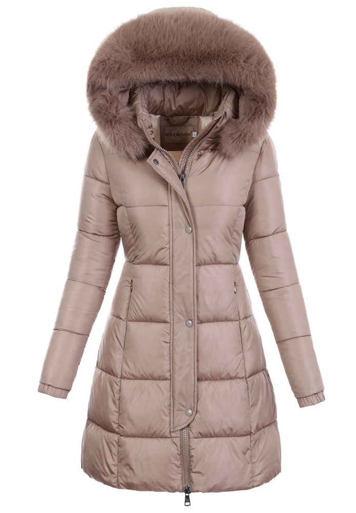 Damska Zimowa Ortalionowa Kurtka Brązowa