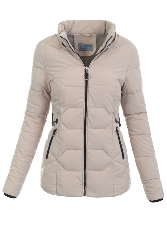 Damska Zimowa Ortalionowa Kurtka Beżowa