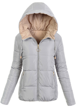 Damska Zimowa Ortalionowa Kurtka Dwustronna Szara