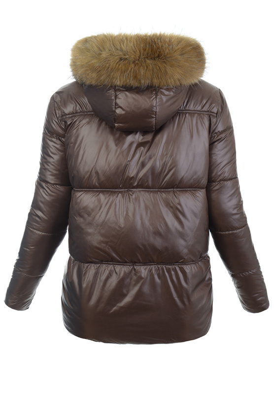 Damska Zimowa Ortalionowa Kurtka Brązowa