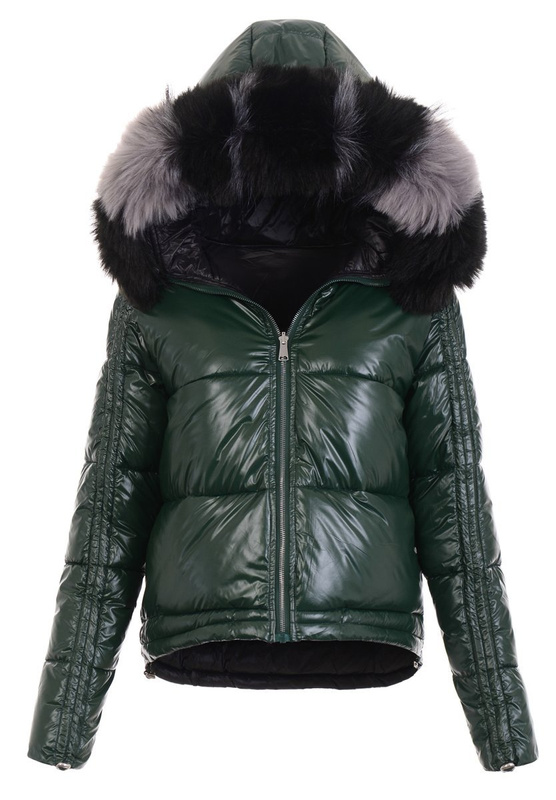 Damska Zimowa Ortalionowa Kurtka Zielona