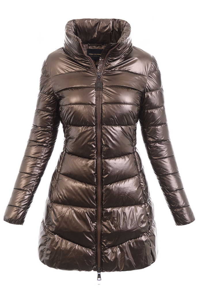 Damska Zimowa Ortalionowa Kurtka Brązowa