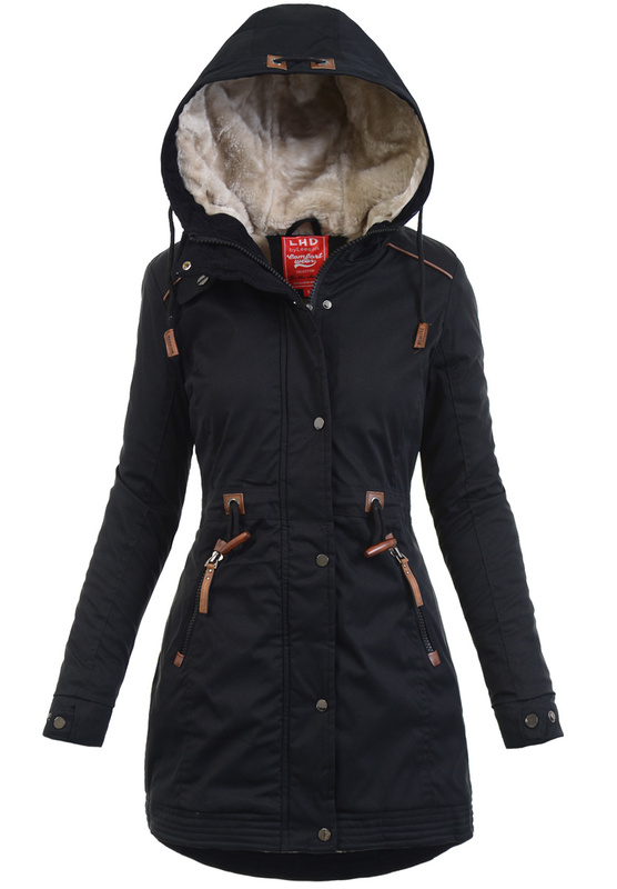 Damska Zimowa Ortalionowa Kurtka Czarna