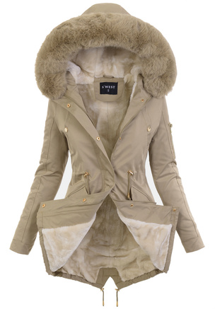 Damska Parka Kurtka Zimowa Beżowa