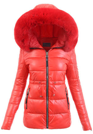 Damska Zimowa Ortalionowa Kurtka Czerwona
