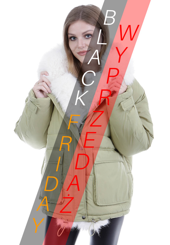 Damska Zimowa Ortalionowa Kurtka Zielona