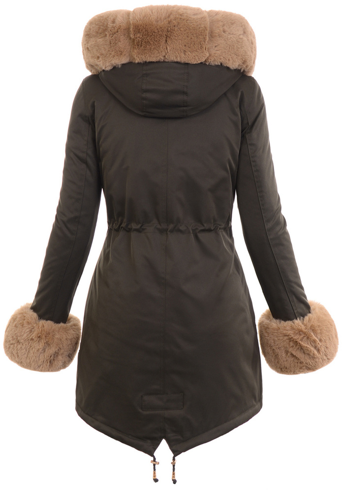 Damska Parka Kurtka Zimowa Khaki