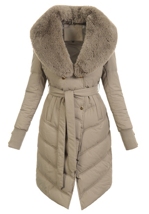Damska Kurtka Zimowa Ciemno Beżowa