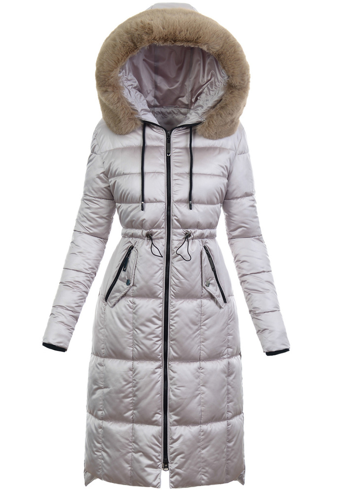 Damska Zimowa Ortalionowa Kurtka Jasno Beżowa