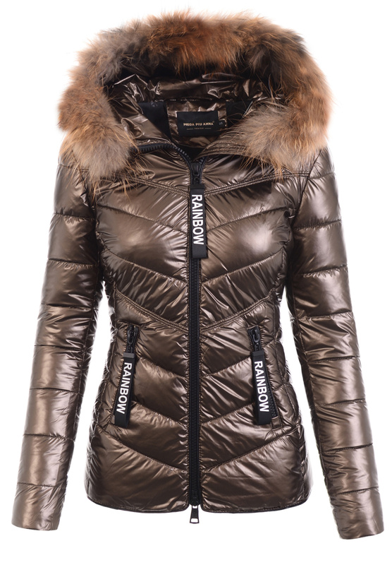 Damska Zimowa Ortalionowa Kurtka Brązowa
