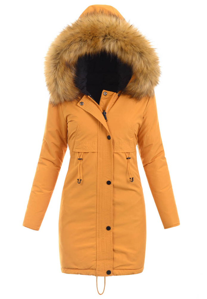 Damska Parka Kurtka Zimowa Camel