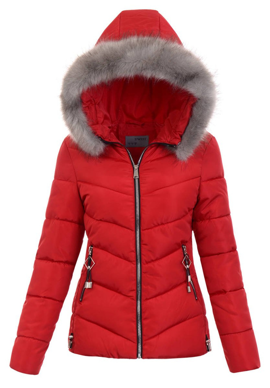 Damska Zimowa Kurtka Czerwona