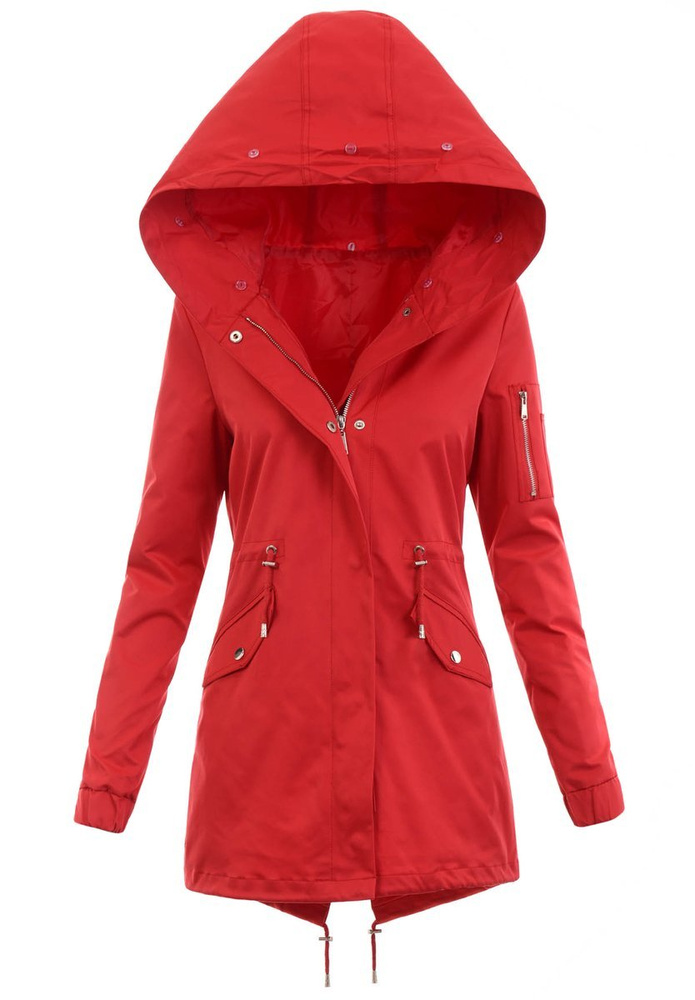 Damska Parka Kurtka 2w1 Zimowa Czerwona