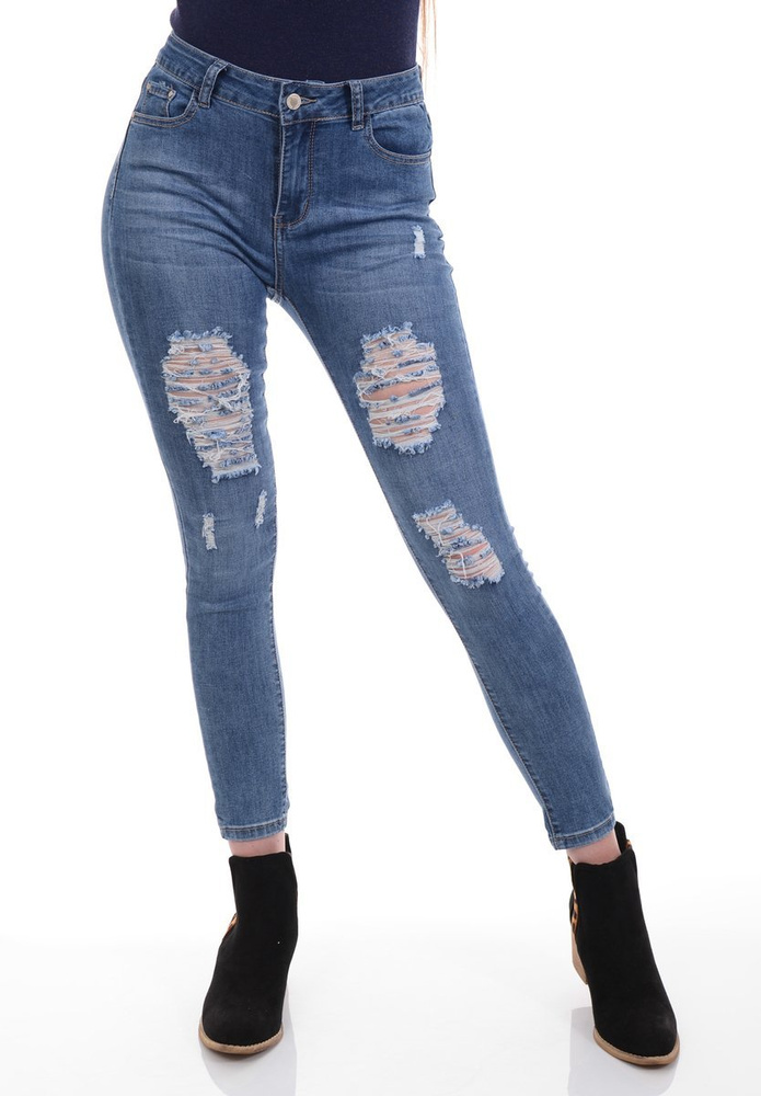 Damskie Spodnie Jeansowe Niebieskie