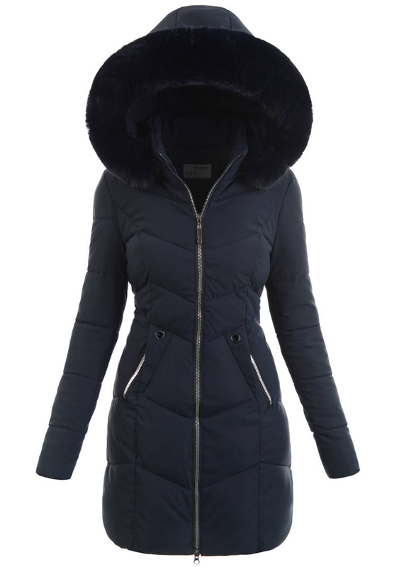Damska Zimowa Ortalionowa Kurtka Granatowa