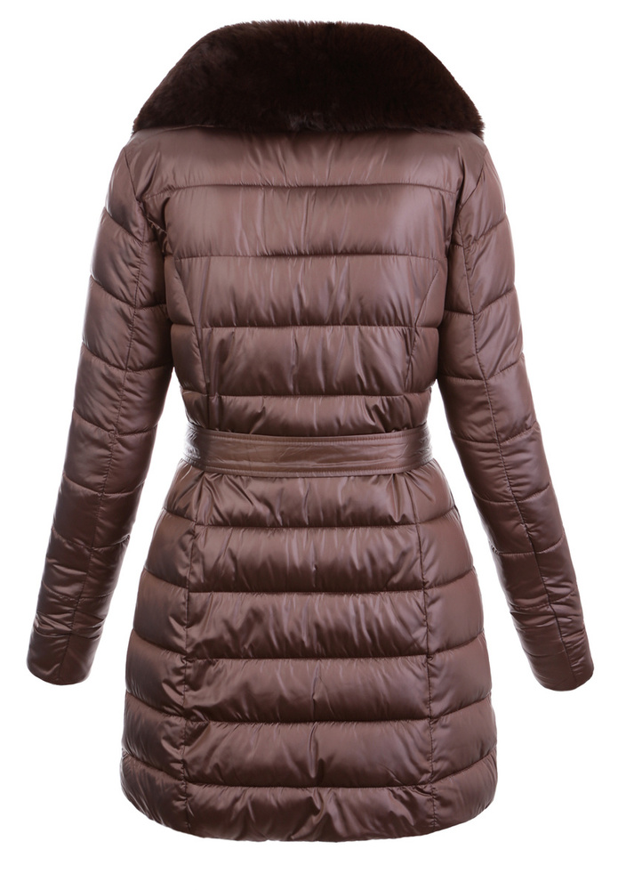 Damska Zimowa Ortalionowa Kurtka Brązowa