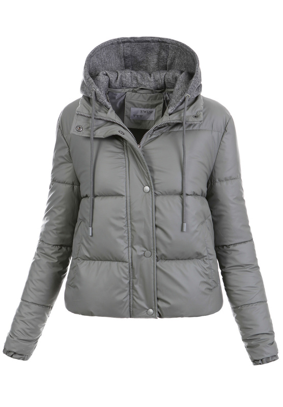 Damska Zimowa Ortalionowa Kurtka Grafitowa