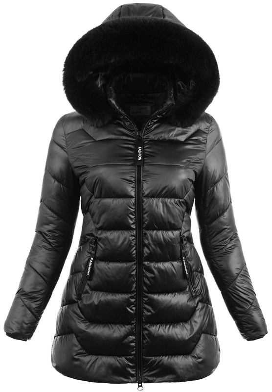 Damska Zimowa Ortalionowa Kurtka Czarna
