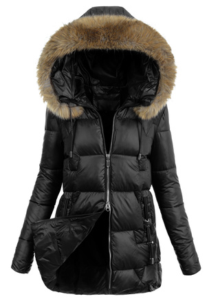 Damska Zimowa Ortalionowa Kurtka Czarna