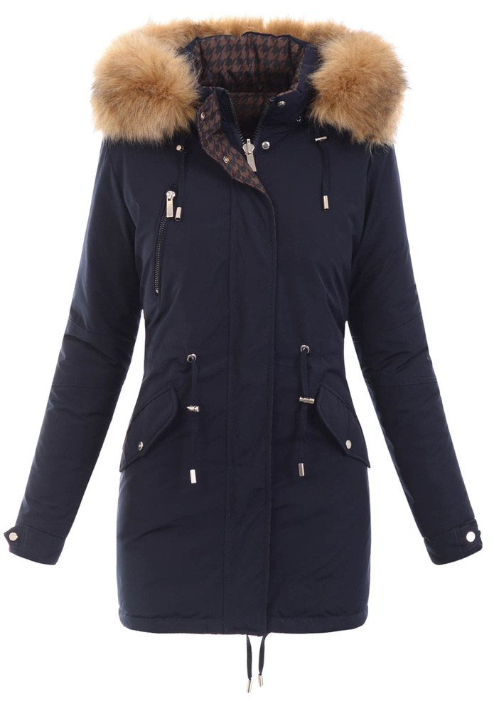 Damska Parka Kurtka 2w1 Zimowa Czarna