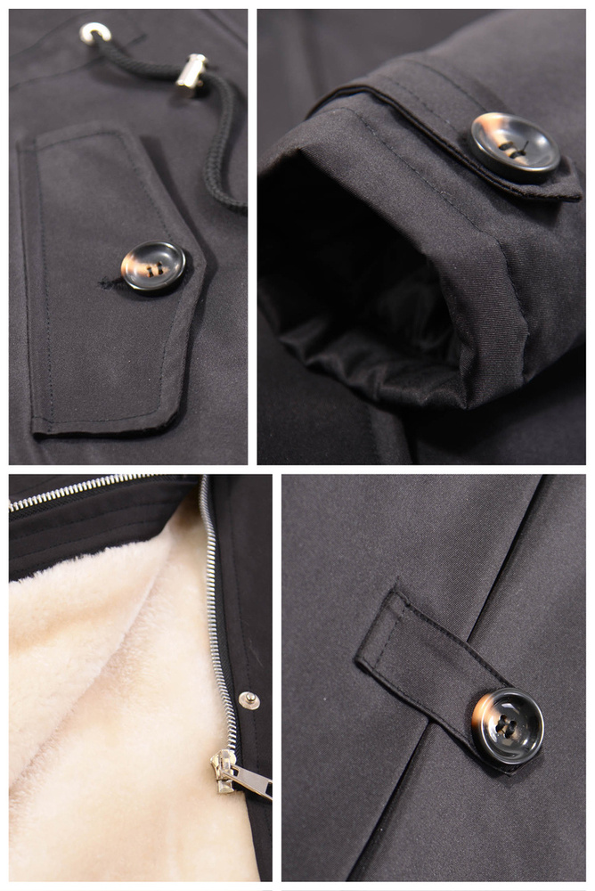 Damska Parka Kurtka Zimowa Czarna