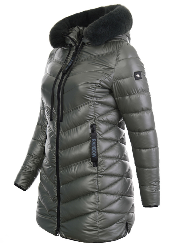 Damska Zimowa Ortalionowa Kurtka Zielona