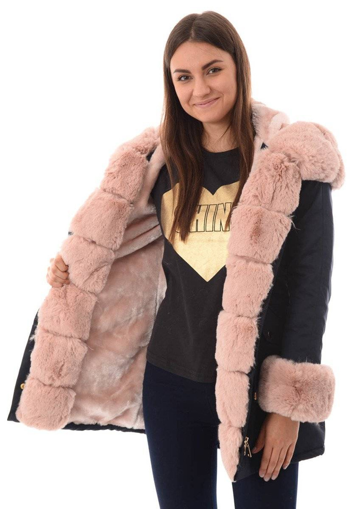 Damska Parka Kurtka Zimowa Granatowa