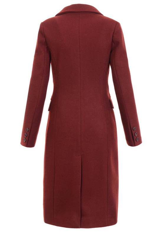 Damski Przejściowy Płaszcz Bordowy