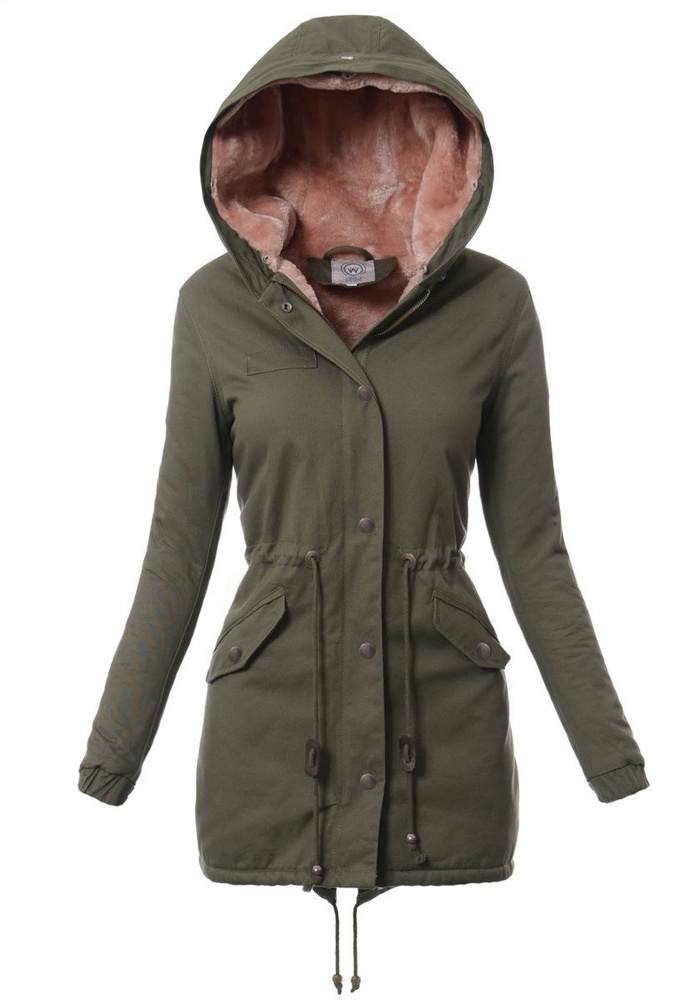 Damska Parka Kurtka Zimowa Futro Zielona