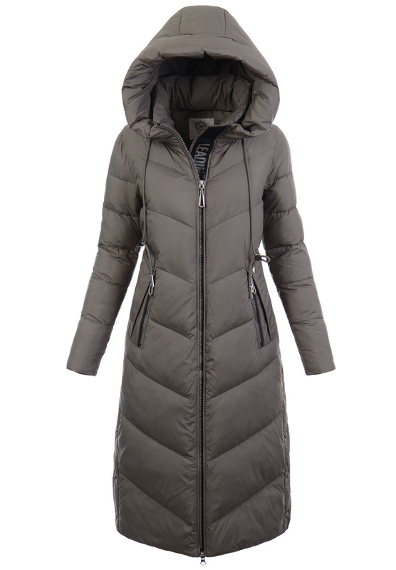 Damska Zimowa Ortalionowa Kurtka Brązowa