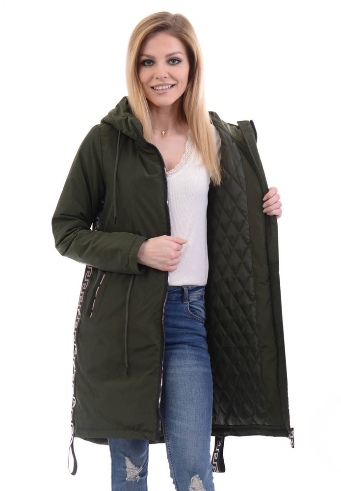 Damska Parka Wiosenna Zielona